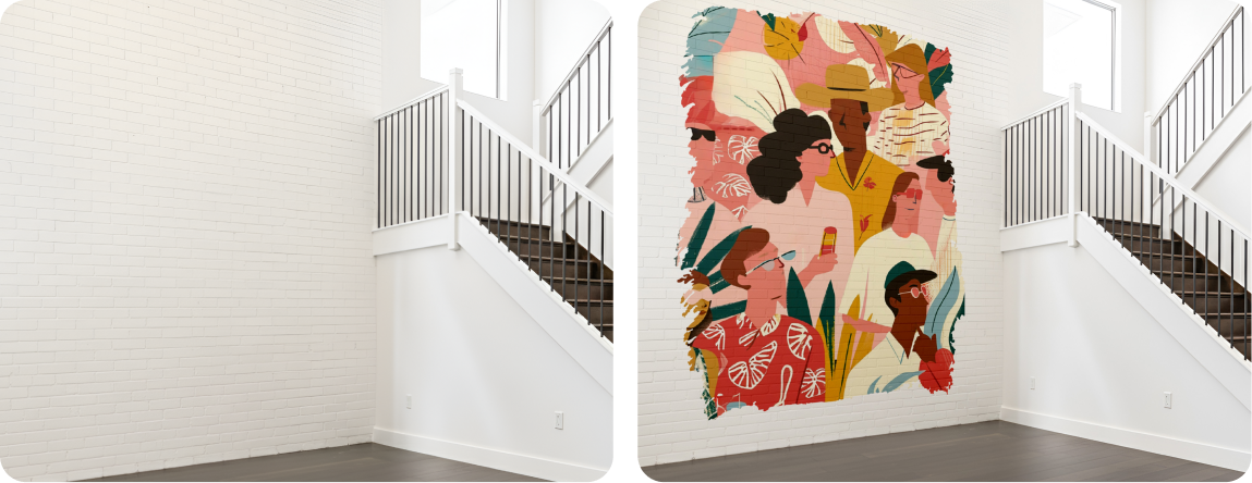 Staircase Brick Wall Art | Contemporary Statement Mural